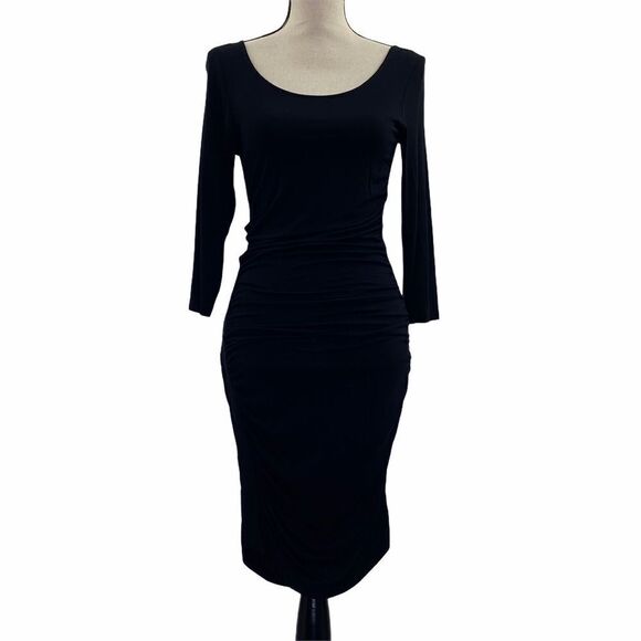 H&m Black Long Sleeve Mini Bodycon Dress Medium - Picture 1 of 11